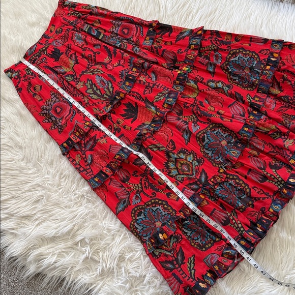 NWT!!! FARM Rio Floral Red Maxi Tiered Skirt Size M - Picture 13 of 13